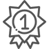 Number one award icon badge.