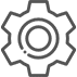 Black gear icon on a clear background.